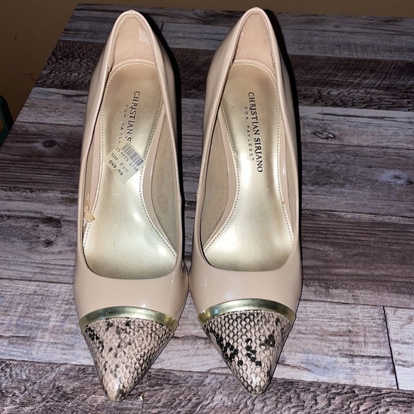 Christian Siriano snake skin and tan heels - Size 8 1/2 - Picture 2 of 8
